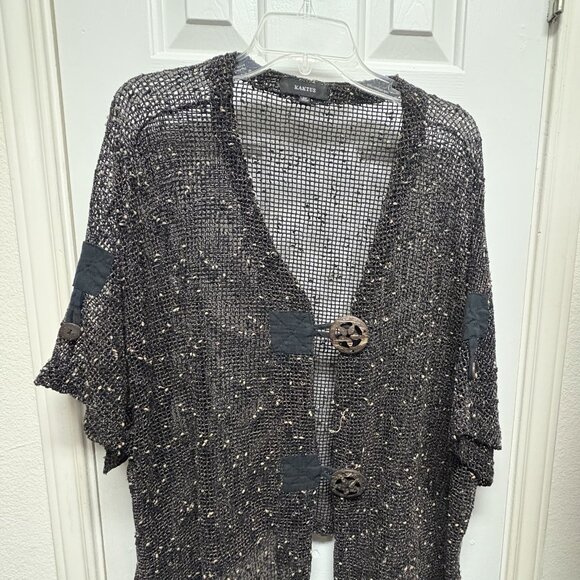 Kaktus brand Black Color Plus size 3X crochet look Blouse Vest - Picture 1 of 2